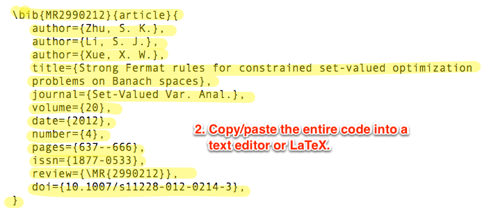 Image of markup code for citation