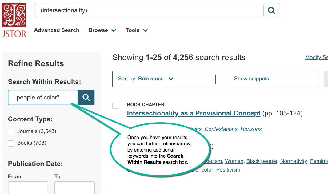 Refine JSTOR searches